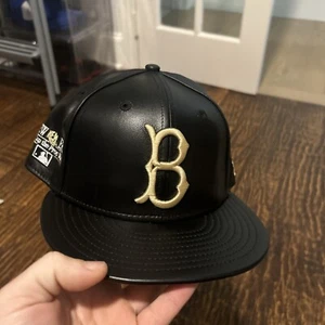 Cooperstown New Era 59/50 Brooklyn Dodgers Black Leather Hat Sz 7 1/2 1949-1957 - Picture 1 of 6