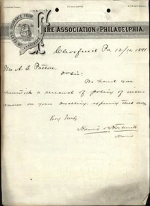 1891 Clearfield Pennsylvania (PA) Brief Fire Association of Philadelphia A.E.Pa - Bild 1 von 2