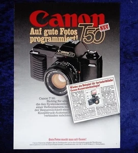 Canon T 50, Reflex-Kamera, originale Werbung aus 1983 - Bild 1 von 1