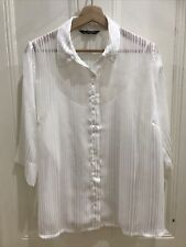 Liz Jordan Brand Sheer White Striped 1/2 Sleeve Blouse/Shirt With Cami Size 12