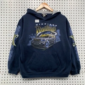 Midnight Rolling Mad Engine Hoodie Youth Boys Medium Navy Blue Truck 21.5x24 - Picture 1 of 17