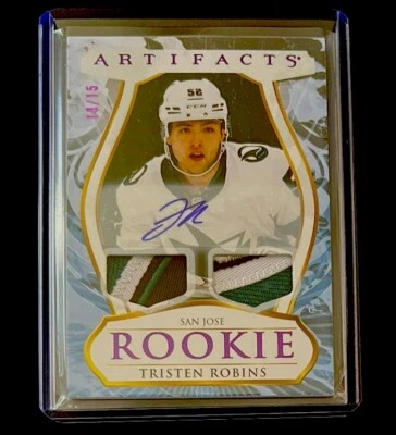 2023-24 UD Artifacts Tristen Robins RPA Purple RC Dual Patch Auto 14/15!!! - Image 1 of 2