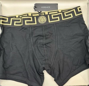 Versace Greco Boarder Black Trunks/ Boxer Briefs Men’s Size 3 (US XS) Authentic - Picture 1 of 4