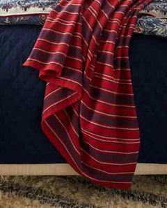 Ralph Lauren Murray 100% Cotton Stripe Throw Blanket Red & Blue 54" x 72" $300 - Picture 1 of 9