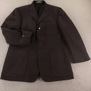 Haggar Jacket M Brown Gray Herringbone Lyocell Polyester Blazer Sport Coat 42R - Picture 1 of 17