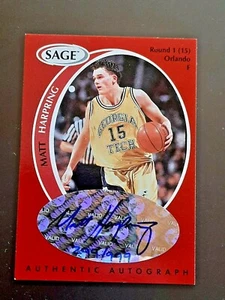 MATT HARPRING AUTOGRAPH AUTO 1998 SAGE GEORGIA TECH #ED /999 🏀 BASKETBALL CARD - Picture 1 of 3