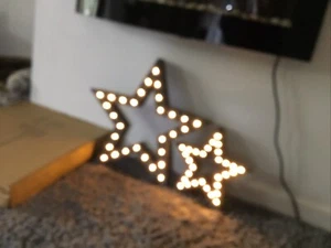2 Light Up Rustic Decor Freestanding Wooden LED Stars Battery Powered Last One - Picture 1 of 6