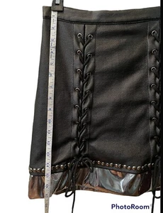 Truly Me By Sara Sara Skirt Girls 14 Vegan Leather Cosplay Ruffle Goth Halloween - Picture 1 of 11
