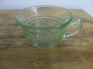 GREEM DEPRESSION VASELINE GLASS CUP - Picture 1 of 2