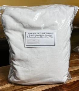 Restoration Hardware Belgian Slope Arm 8' Classic Bench-Seat Sofa SLIPCOVERS NEW - Picture 1 of 8