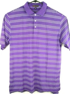 Camisa Polo Peter Millar Talla L Para Hombres Púrpura Informal Blanca Rayas Verano Comodidad - Imagen 1 de 8
