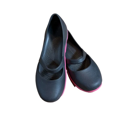 Crocs Womens Size 9 Duet Sport Mary Jane Shoes Black Pink Slip On Shoes Comfort - Image 1 of 4