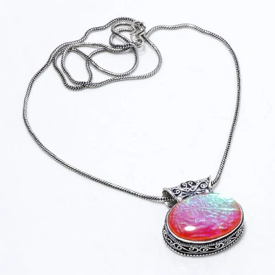 Collana australiana tripletta opale pietra preziosa argento 925 fatta a... - Immagine 1 di 4