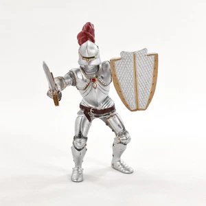 Papo Armored Red Knight 2006 Mittelalter Figur Schwert & Schild Silber Rüstung - Bild 1 von 9