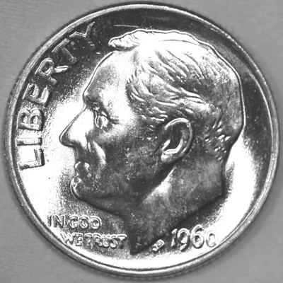 1960-P Roosevelt Dime Uncirculated BU 90% Silver - Image 1 of 2