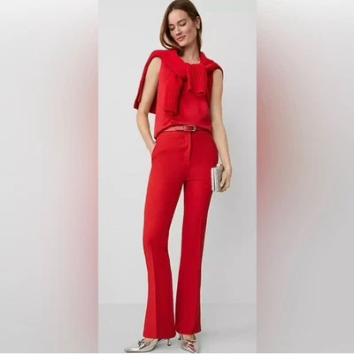 Pantalón Ann Taylor RARO ajustado acampanado con dobladillo de ventilación rojo para mujer talla 8” Foto 1 de 4