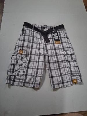 LEE Boys Sz 18R Wyoming Belted Cargo Shorts Loose Fit Checkered New - Image 1 of 4