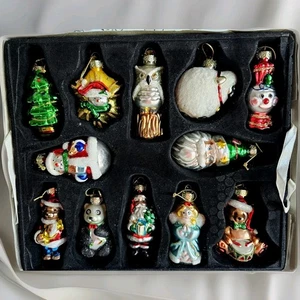 Vtg Thomas Pacconi Blown Glass Christmas Tree Ornaments In Box Set Of 12 Misc - Picture 1 of 9