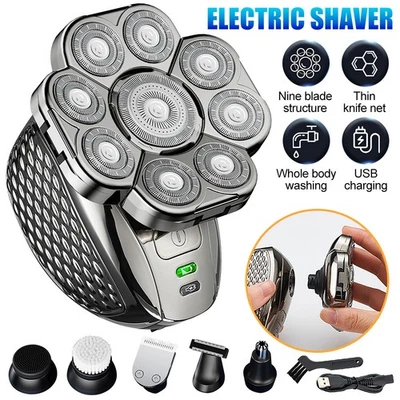 9D 6-in-1 Shaver Cordless Hair Trimmer Bald Head Razor Electric For Men Wet Dry - image 1 of 4