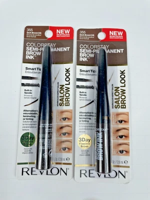 2 Revlon ColorStay COLOR STAY Semi-Permanent Brow Ink -  355 Dark Brown NEW - Image 1 of 2