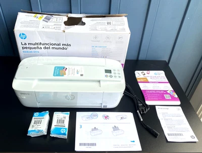 HP DeskJet 3772 Printer NEW Open Box – Factory Sealed Unit + Sealed Ink – White - Image 1 of 4