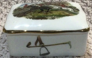 Fox Hunt Hunting Rectangular Porcelain Pill Box - Picture 1 of 7