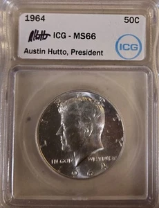 1964 Kennedy Half Dollar BU MS66 ICG - 90% Silver Gem Uncirculated Coin - Picture 1 of 2
