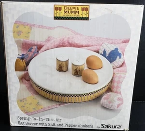 Debbie Mumm Sakura Deviled Egg Plate w/ Matching Salt & Pepper Shakers NIB - Picture 1 of 7