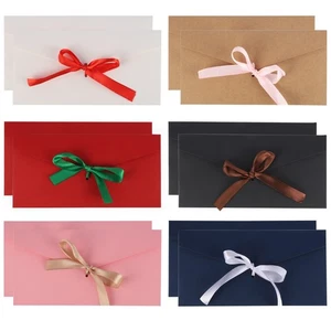 12 Pcs Vintage Kraft Gift Envelopes with Ribbons - 6 Colors - Picture 1 of 7