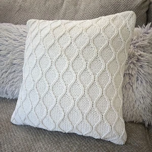 celerie kemble pillow Crochet White 20x20. With Feather Insert - Picture 1 of 4