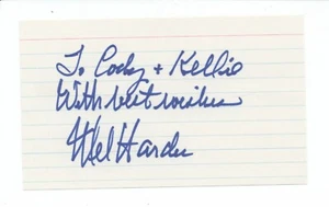 MEL HARDER Signed 3x5 Index Card Cleveland Indians Baseball Autograph - Picture 1 of 1