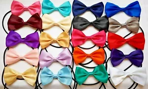 Boys Kids BowTies Satin Pre tied Elasticated Bow Tie Party Wedding Tux occasions - Picture 1 of 37