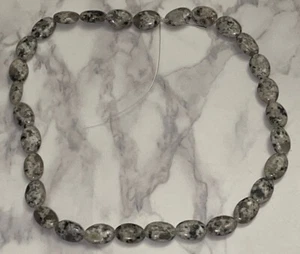 Vintage Grey & Black Stone Loose Oval Beads Lot CRF4-33 - Picture 1 of 6