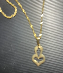 DAS JÜDISCHE HERZ -14KT HALSKETTE KETTE & ANHÄNGER 16" - Bild 1 von 9