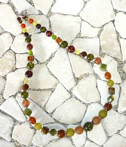 ★ cadena de longitud media ★ collar ★ verde oliva y marrón ★ - Imagen 1 de 5