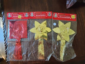 3 Guirnaldas De Colección Commodore Navidad 9' Lámina Roja y Dorada Hechas en Japón Nuevas en Paquete - Imagen 1 de 9