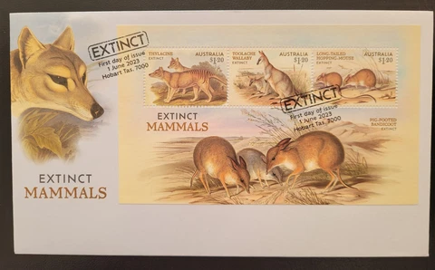 Australia 2023 /  Fauna - Extinct Mammals - Thylacine.../ FDC (minisheet) Cover