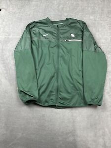 Men's Nike Dri-Fit Michigan State Full Zip Jacket Size L Green White Windbreaker