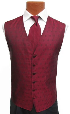 Men's Burgundy Wine Perry Ellis Fullback Tuxedo Vest & Tie Cruise Wedding Prom - Image 1 of 4