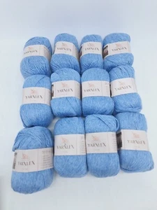 NEW 12 Skeins YarXlex Yarn 100% SuperFine Merino Wool 1.75 oz. Sky Blue 50g each - Picture 1 of 4