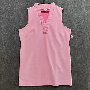 Talbots Plus Dress Sleeveless Pink White Striped Size 22W Ruffle Collar NWT - Picture 1 of 13