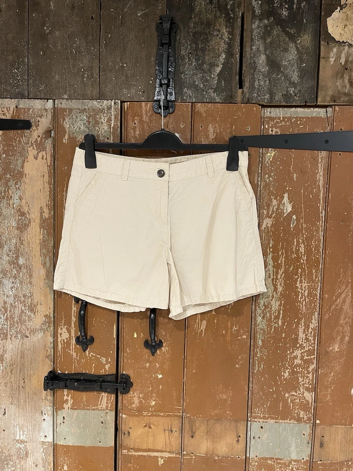New Look Chino Shorts Hot pants Beige Cotton Light Summer Beach Holiday UK 12 - Image 1 of 4