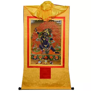 35cm Tibetan Buddhism Buddha Print Silk Gild Thangka Vajrapani Buddha Thanka - Picture 1 of 4
