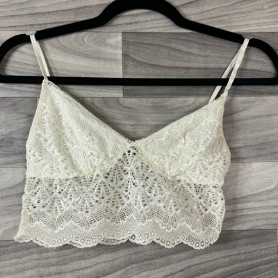 Anemone Womens Bralette Bra Beige Wire Free Adjustable Lace Lined Pullover M - Image 1 of 4