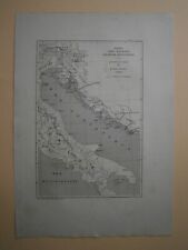 1878 map Istria, Dalmatian Islands, Dalmatia, Montenegro; for voyage of Yriarte