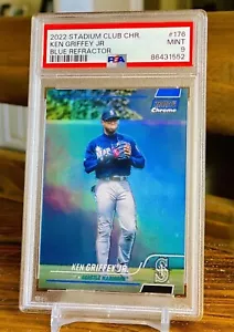 Ken Griffey Jr blauer Refraktor PSA 9 Blowing Bubble Stadium Club Chrom SP/199 - Bild 1 von 2