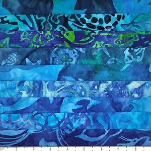 9 Fat Quarters Ocean Life #3 Lunn Stoff FQ-Pack 100 % Baumwolle Delfin Schildkröte Fisch - Bild 1 von 6