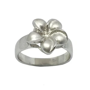 Hawaiian Heirloom Jewelry Single Plumeria Flower Ring Sterling Silver Jewelry - Picture 1 of 2