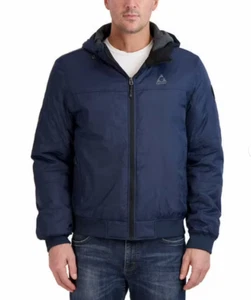 Gerry Men's Standard Fit Water Resistant Hooded Bomber Jacket, Blue, Size Large - Picture 1 of 6