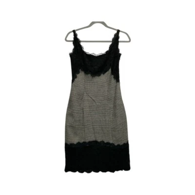 Diane Von Furstenberg Exclusive Olivetti Sheath Dress Black. Lace Details Size 8 - Image 1 of 4